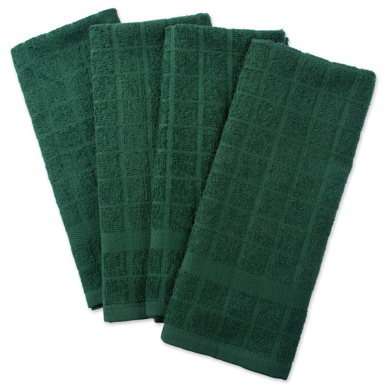 Contemporary Home Living Set of 4 Solid Green Red Terry Dish Towel